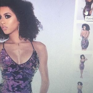 Black, purple, gold velvet and sequin dress